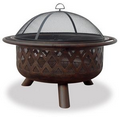 Blue Rhino - 32" Wide Oil Rubbed Bronze Firebowl with Lattice Design